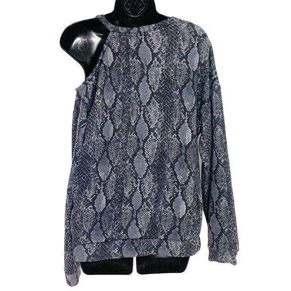 Express One Eleven Snake Skin Cold Shoulder Long Sleeve Gray Size Small - Picture 5 of 9